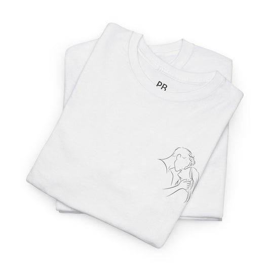 Minimal Couple Line Art Tee – Valentine’s Edition | Soft Kiss Outline Shirt
